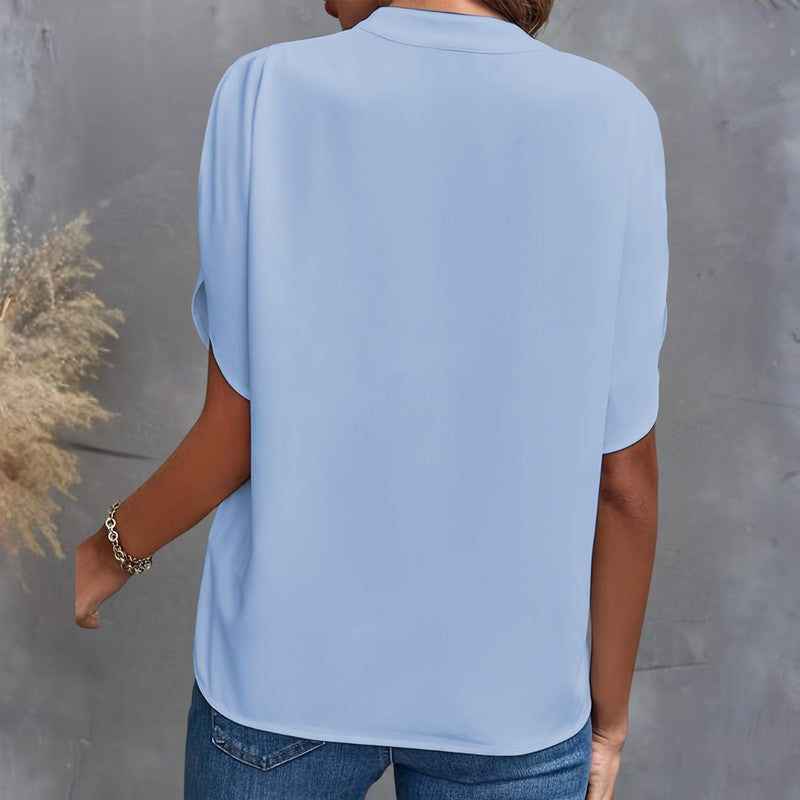 Women Blouse | Relaxed V-Neck Draped Top