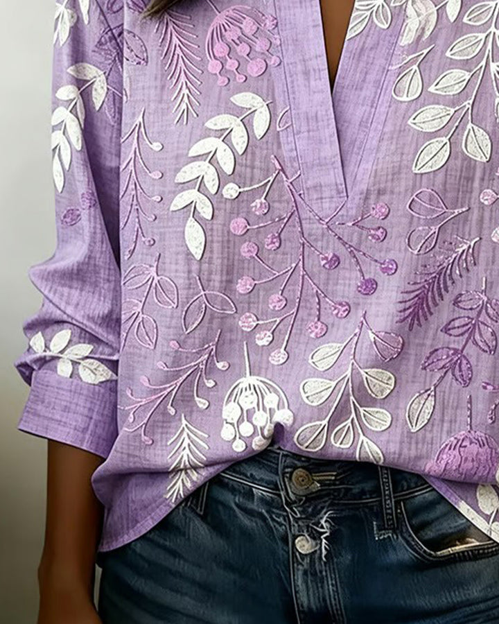 Eleni | Floral Print Blouse with High Neck