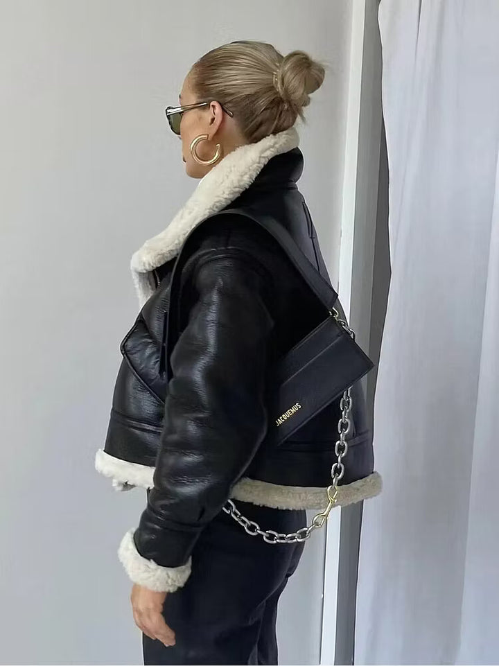 Elise | Women's Faux Shearling Moto Jacket