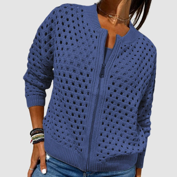 Constance | Open-Knit Zippered Cardigan