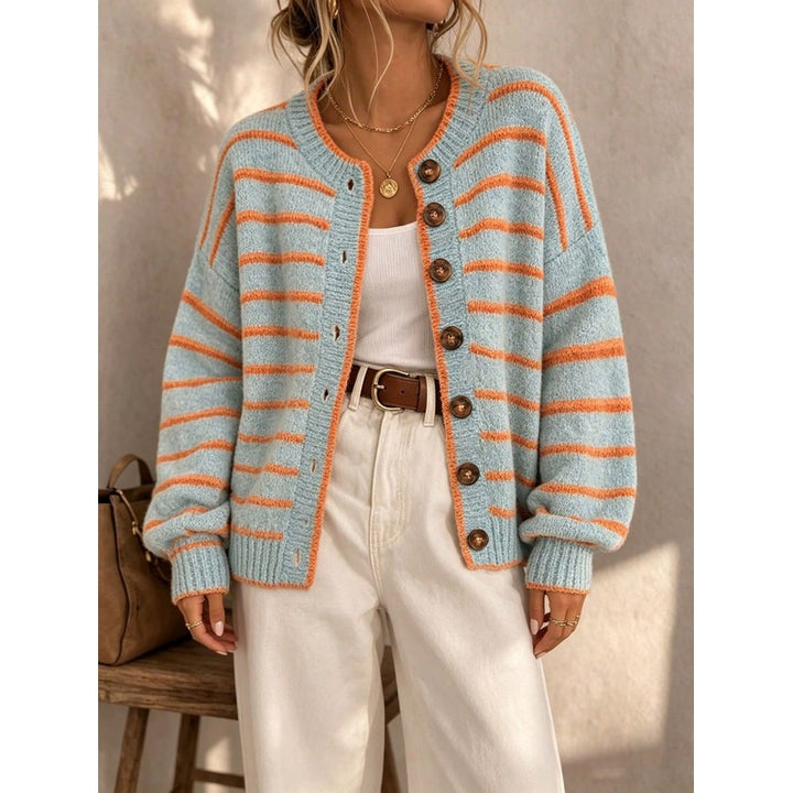 Céliane | Striped Knit Open-Front Cardigan