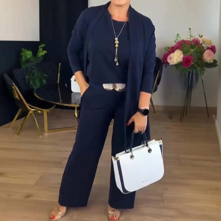 Madeline | Tailored Cardigan and Wide-Leg Trouser Set