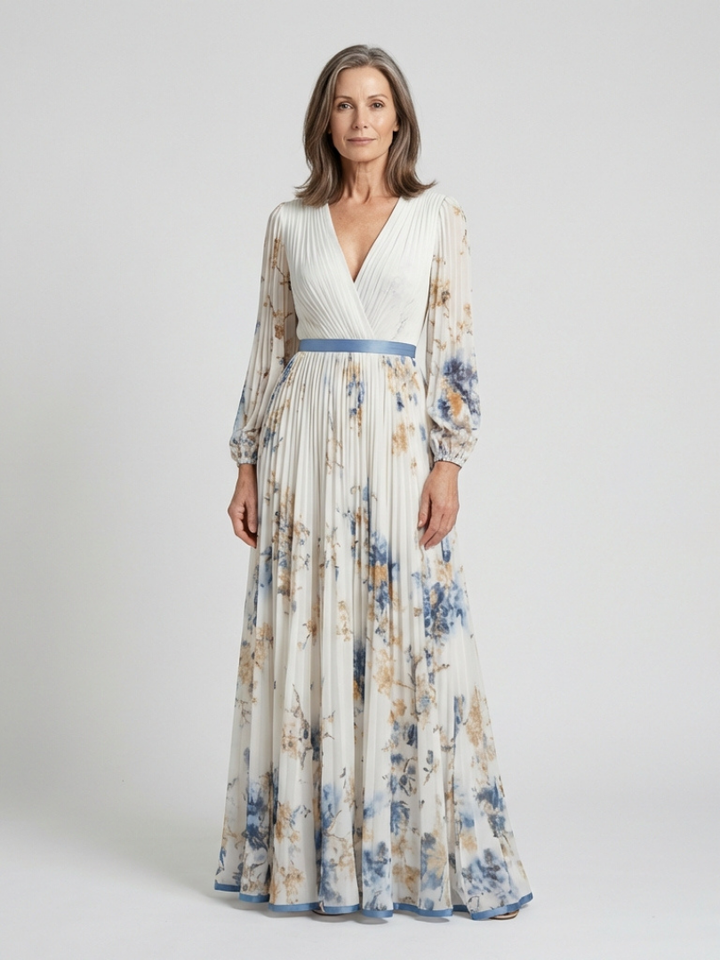 Collins | Women's Floral Print Pleated Maxi Dress