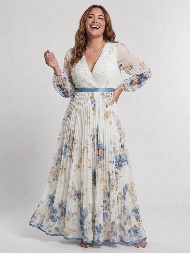 Collins | Women's Floral Print Pleated Maxi Dress
