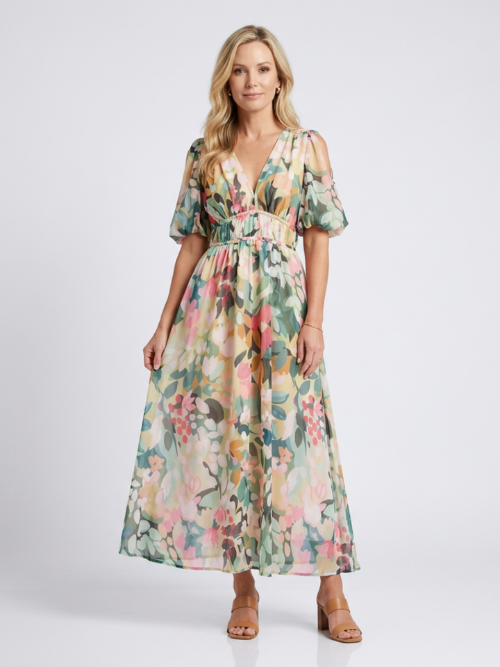 Waverly | Women's Watercolor Floral Maxi Dress