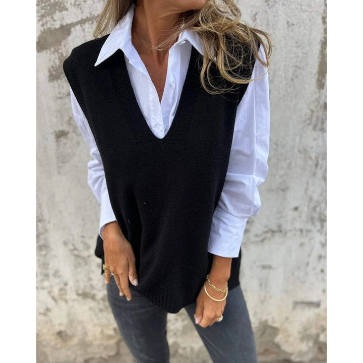 Marzanna | Sleeveless V-Neck Knit Sweater Vest