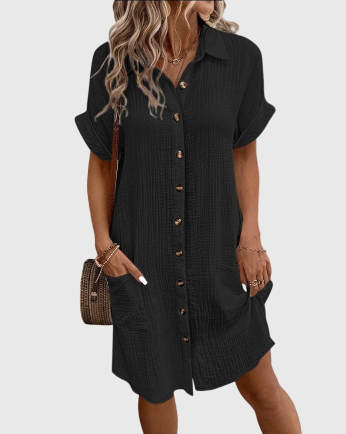 Camille | Women's Button-Down Shirt Dress with Pockets