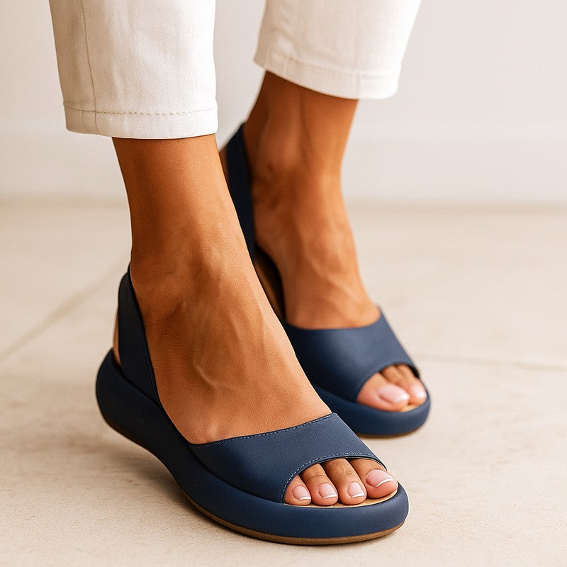 Flora | Wide-Band Slingback Wedge Sandals