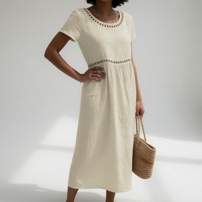 Clara | Eyelet Trim Midi Dress