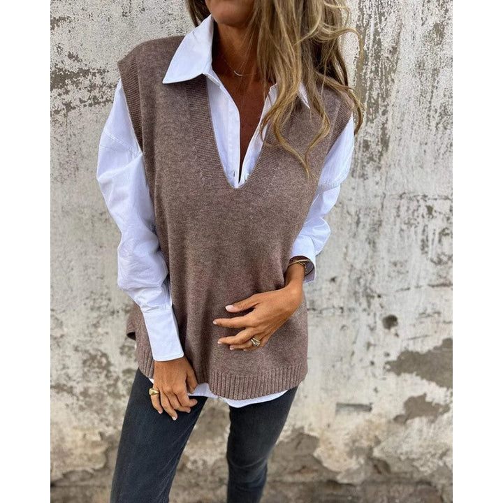 Marzanna | Sleeveless V-Neck Knit Sweater Vest