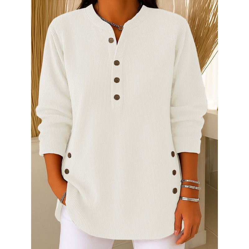 Ruby | Ribbed Knit Henley Top
