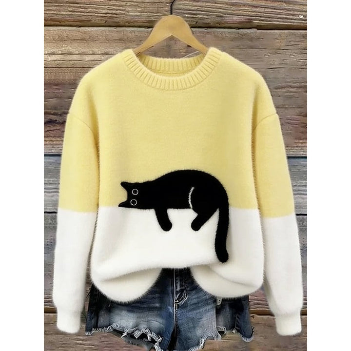 Emma | Graphic Cat Print Oversized Sweater