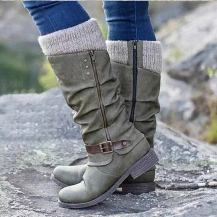 Women Knit-Cuff Knee-High Boots