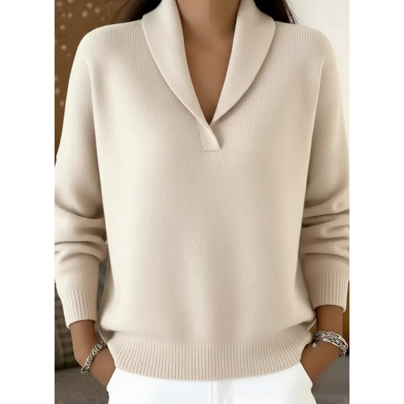 Encarna | Shawl Collar V-Neck Pullover Sweater