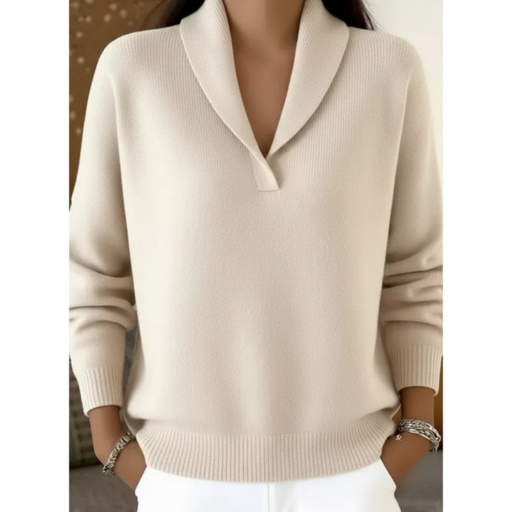 Encarna | Shawl Collar V-Neck Pullover Sweater