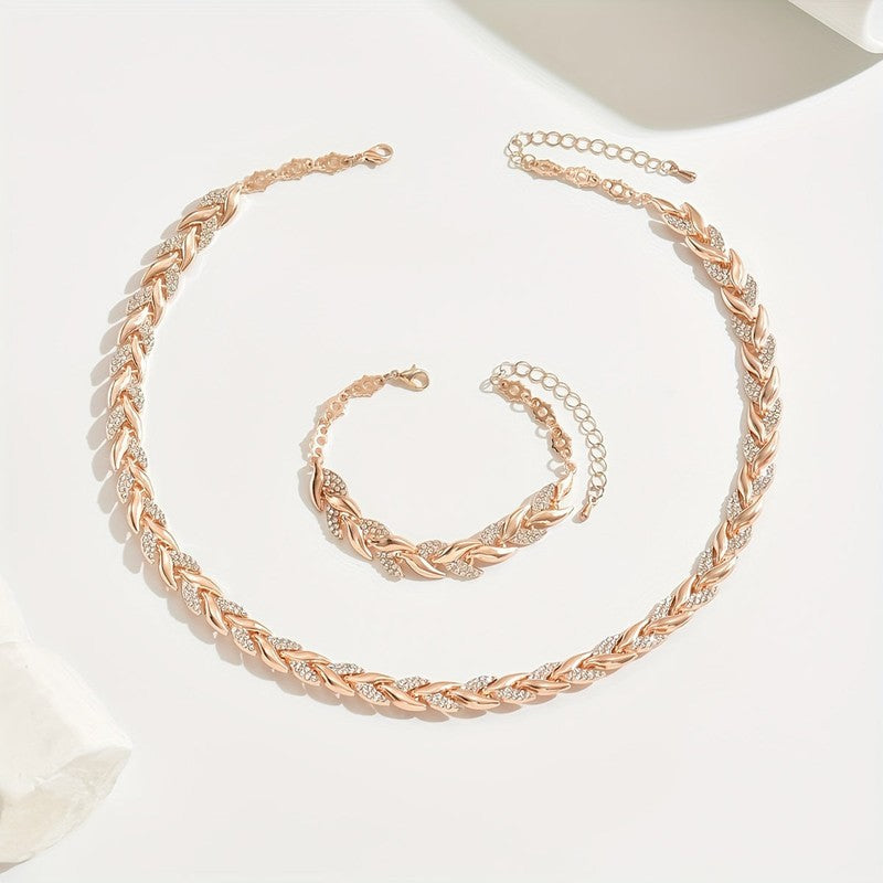 Elena | Rhinestone Chevron-Link Jewelry Set