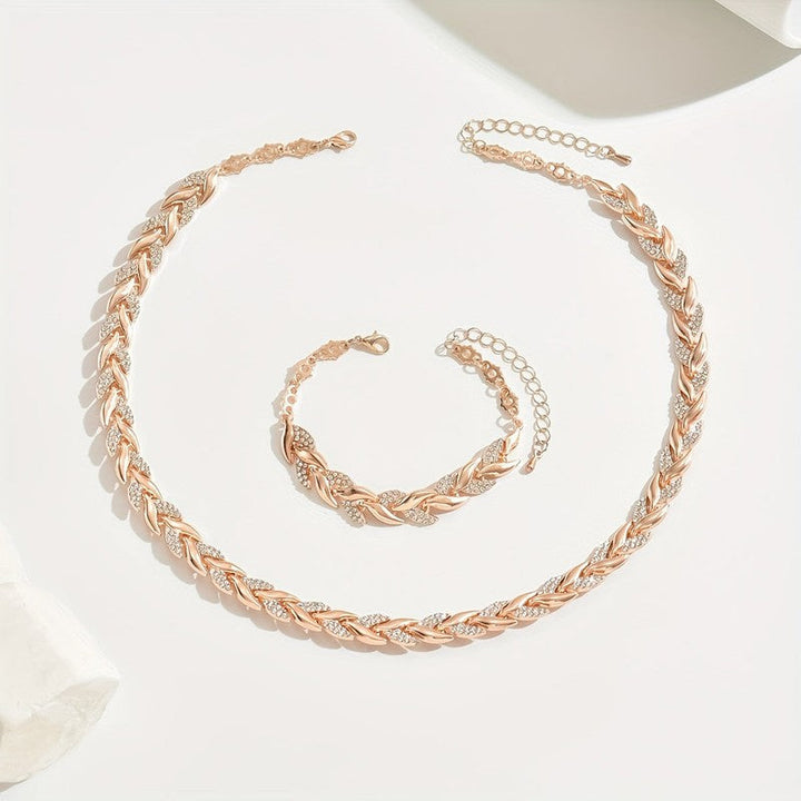 Elena | Rhinestone Chevron-Link Jewelry Set