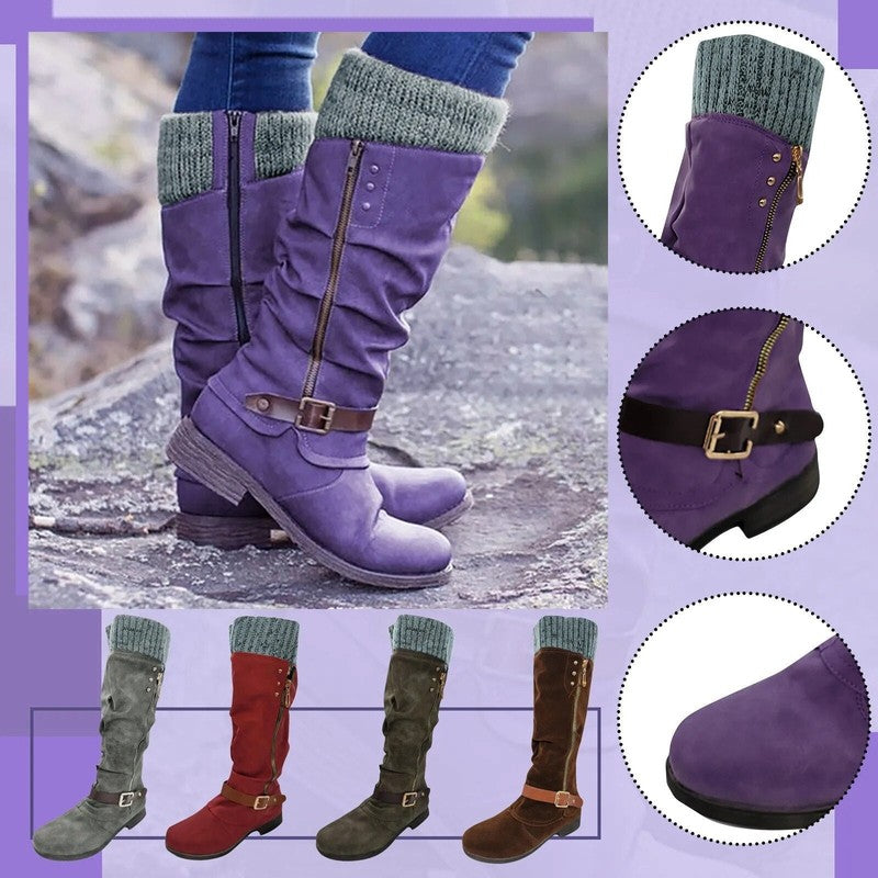 Women Knit-Cuff Knee-High Boots