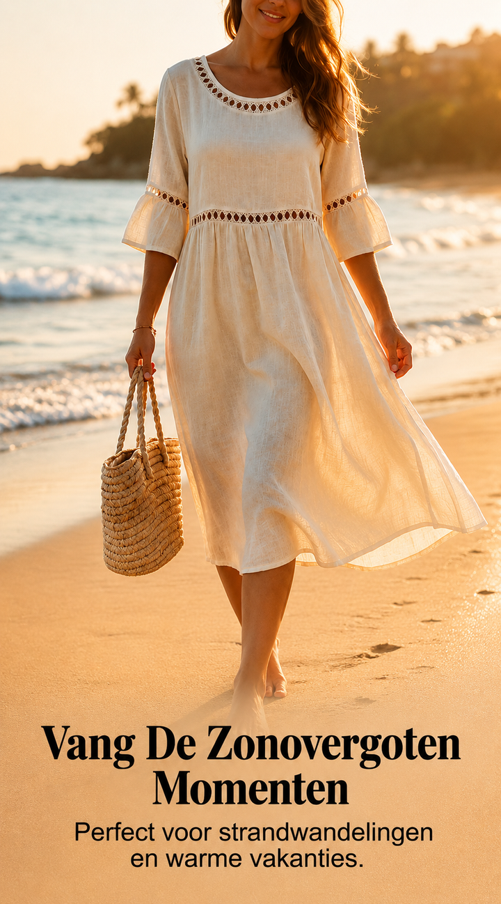 Oriana | Crochet Trim Midi Dress