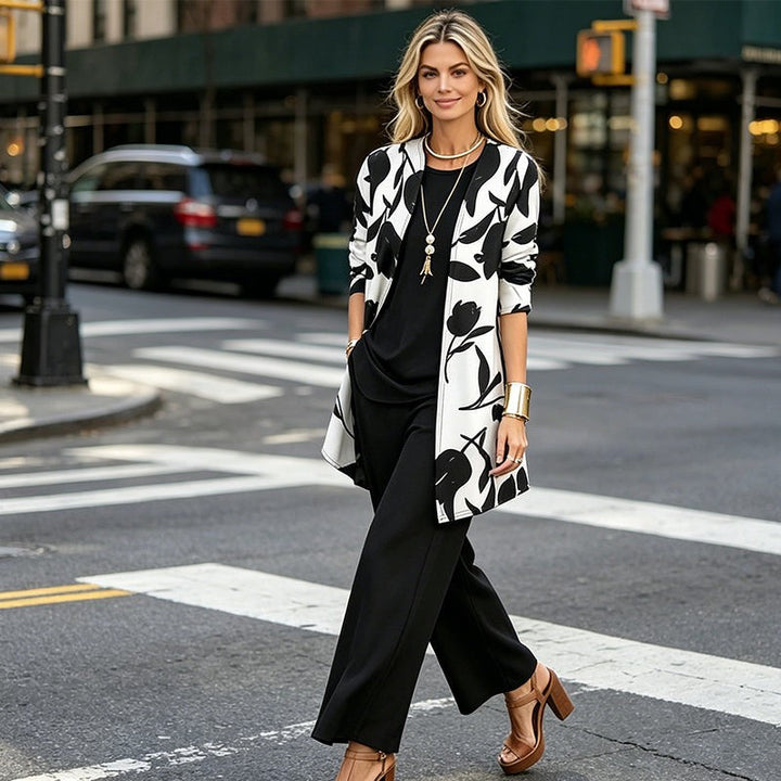 Clara | Floral Print Draped Cardigan Set