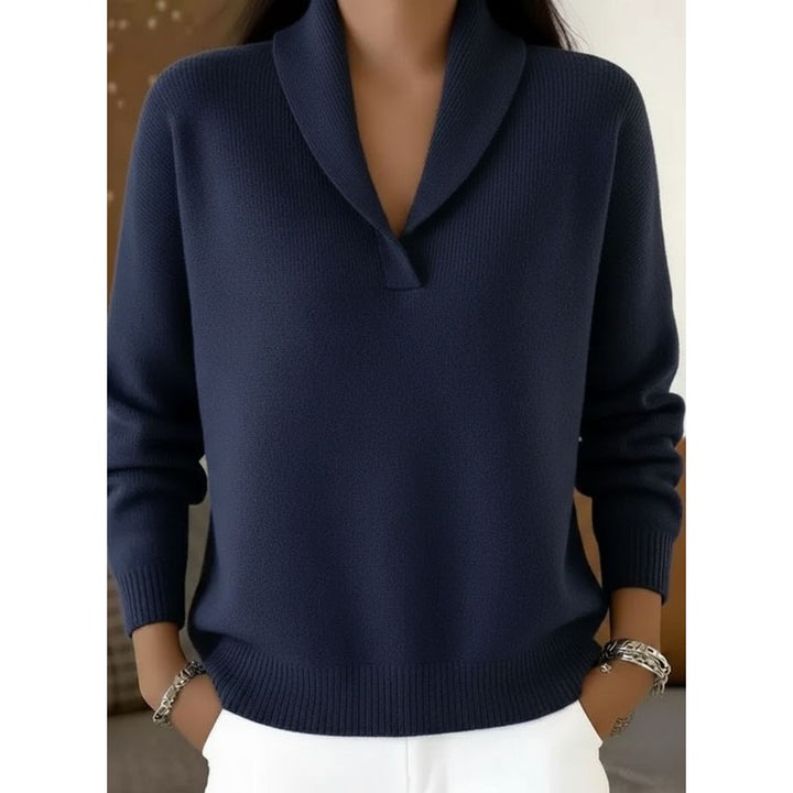 Encarna | Shawl Collar V-Neck Pullover Sweater