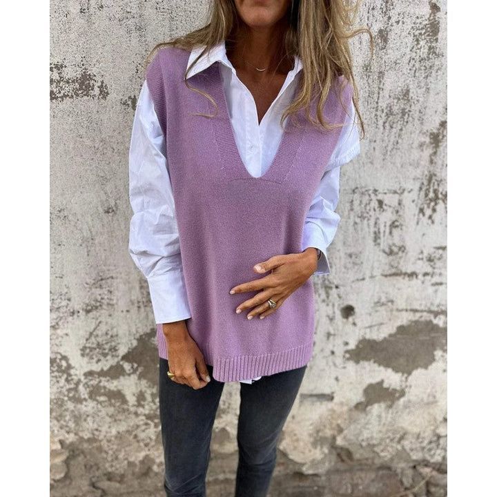 Marzanna | Sleeveless V-Neck Knit Sweater Vest