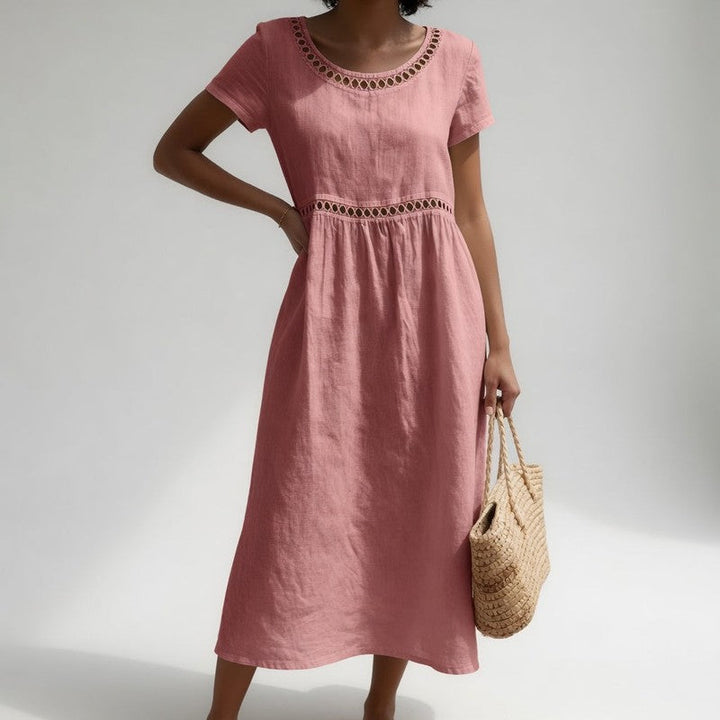 Clara | Eyelet Trim Midi Dress