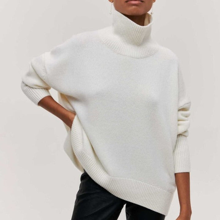 Adrianelys | Oversized Ribbed Turtleneck Sweater