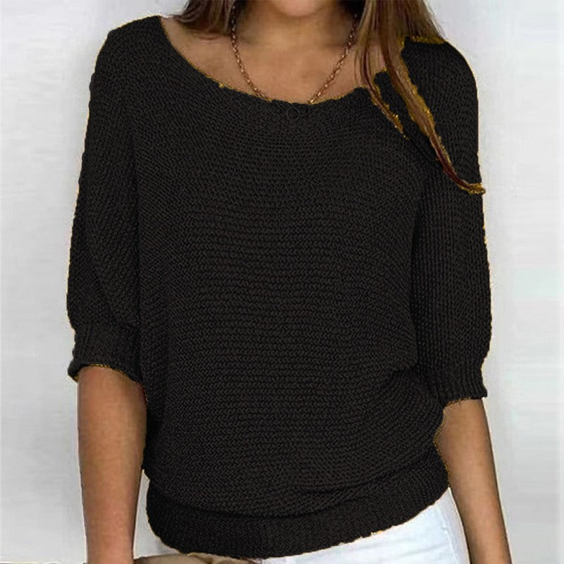 Brigitte | Relaxed Knit Off-Shoulder Sweater