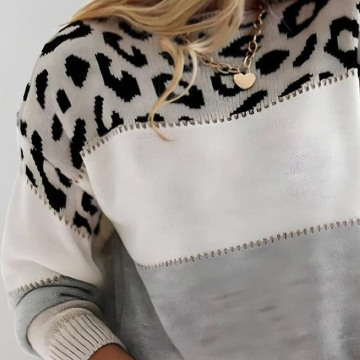 Pascaline | Leopard-Print Colour-Block Knitted Sweater