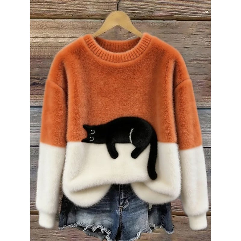 Emma | Graphic Cat Print Oversized Sweater