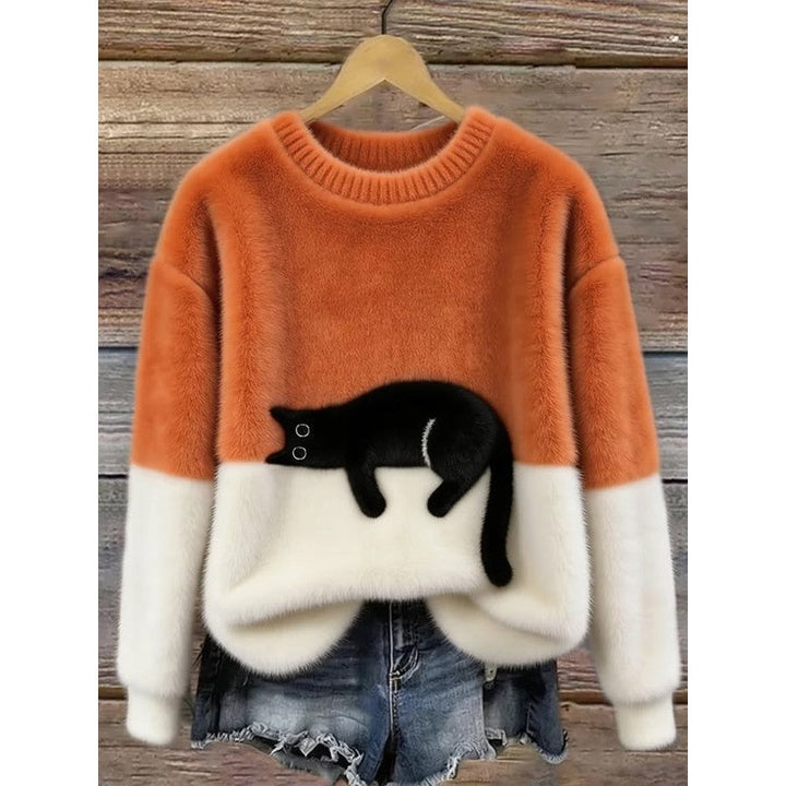Emma | Graphic Cat Print Oversized Sweater