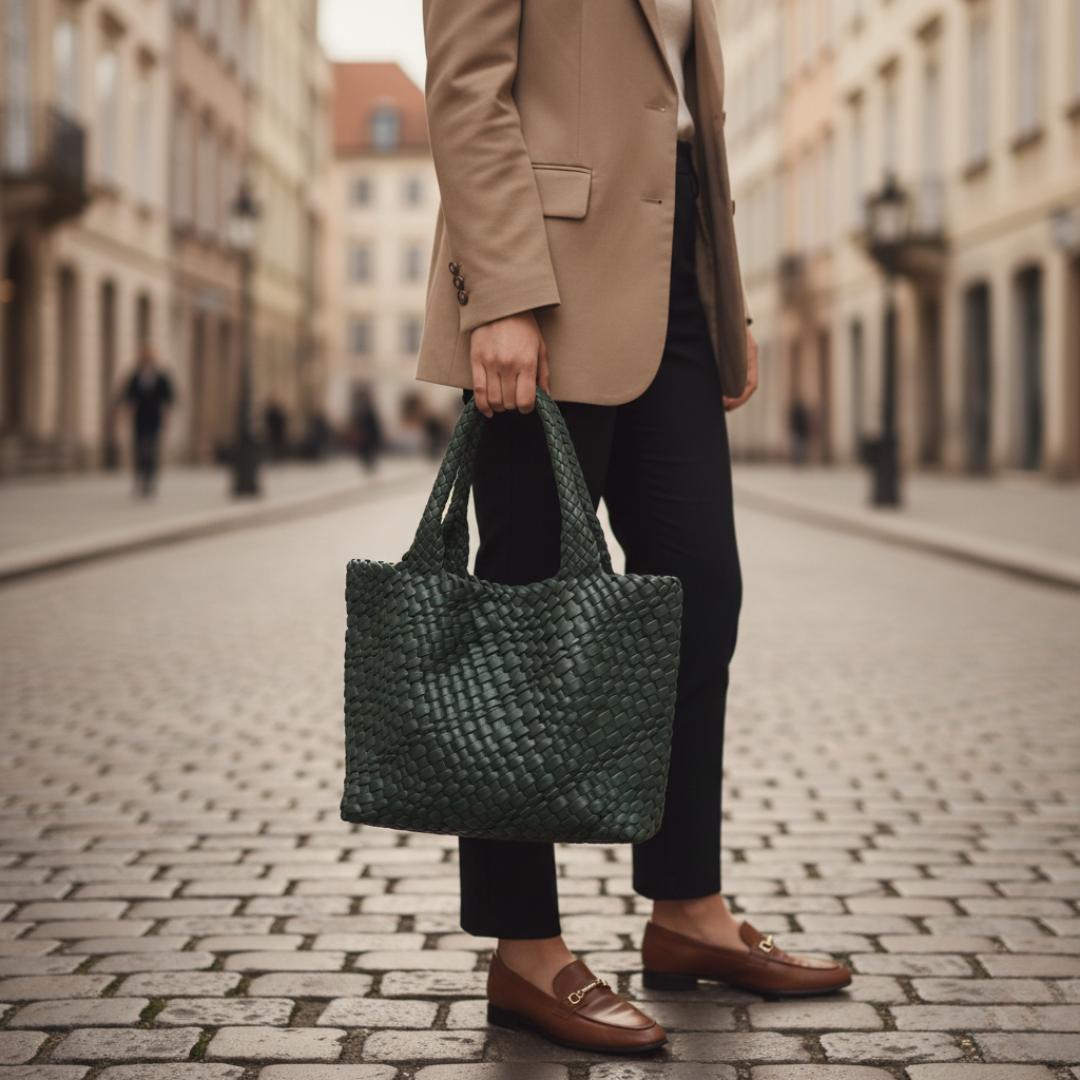 Avery | Women's Woven Leather Tote Bag