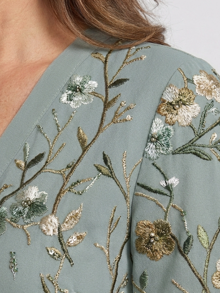 Eleanor | Women's Floral Embroidered Wrap Maxi Dress