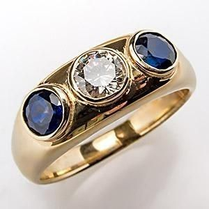 Vintage Ring With Blue Glass Inlay And Zirconium