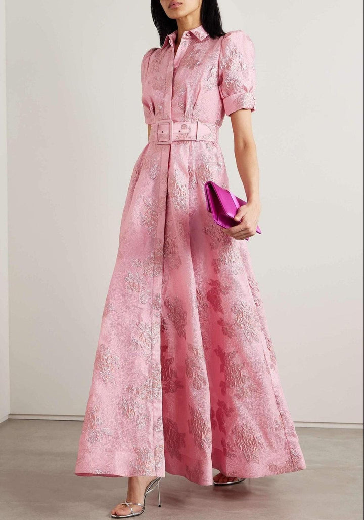 Anabella | Elegant Wedding Guest Maxi Dress with Short Puff Sleeves