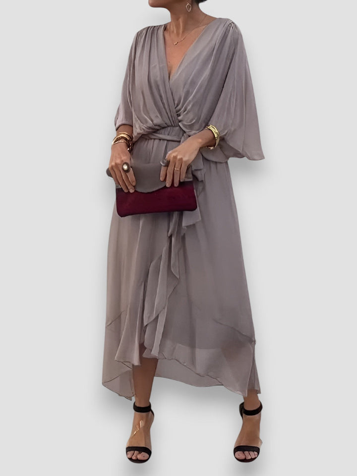 Louisa | Draped V-Neck Midi Dress