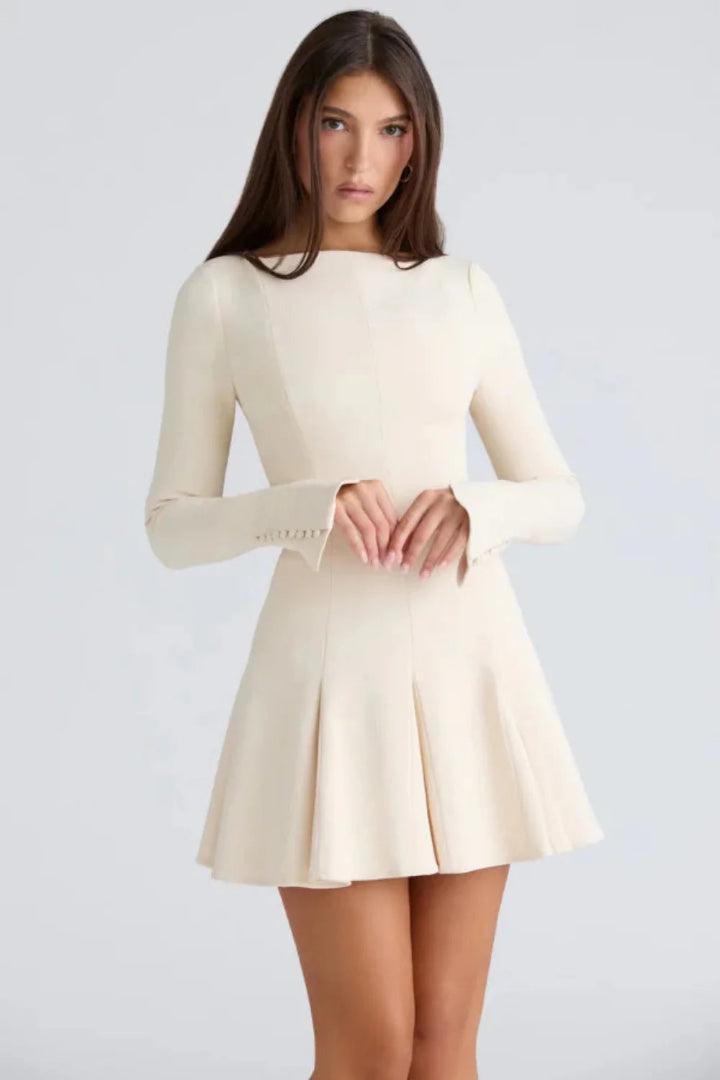 Chessie | White Long Sleeve Mini Dress