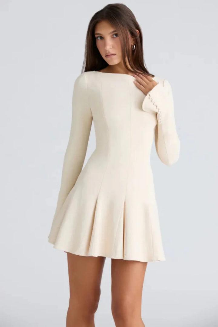 Chessie | White Long Sleeve Mini Dress