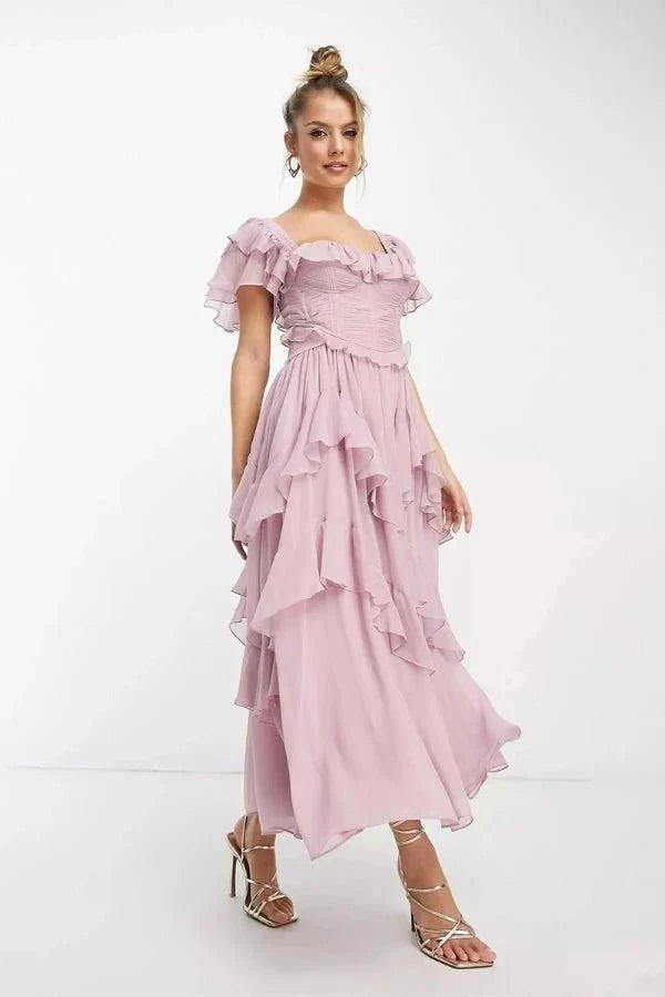 Freyna | Ruffle Two Piece Midi Dress