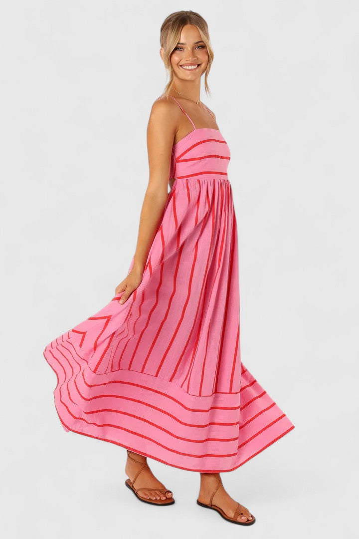 Victoria | Women's Strapless Striped Maxi Dress