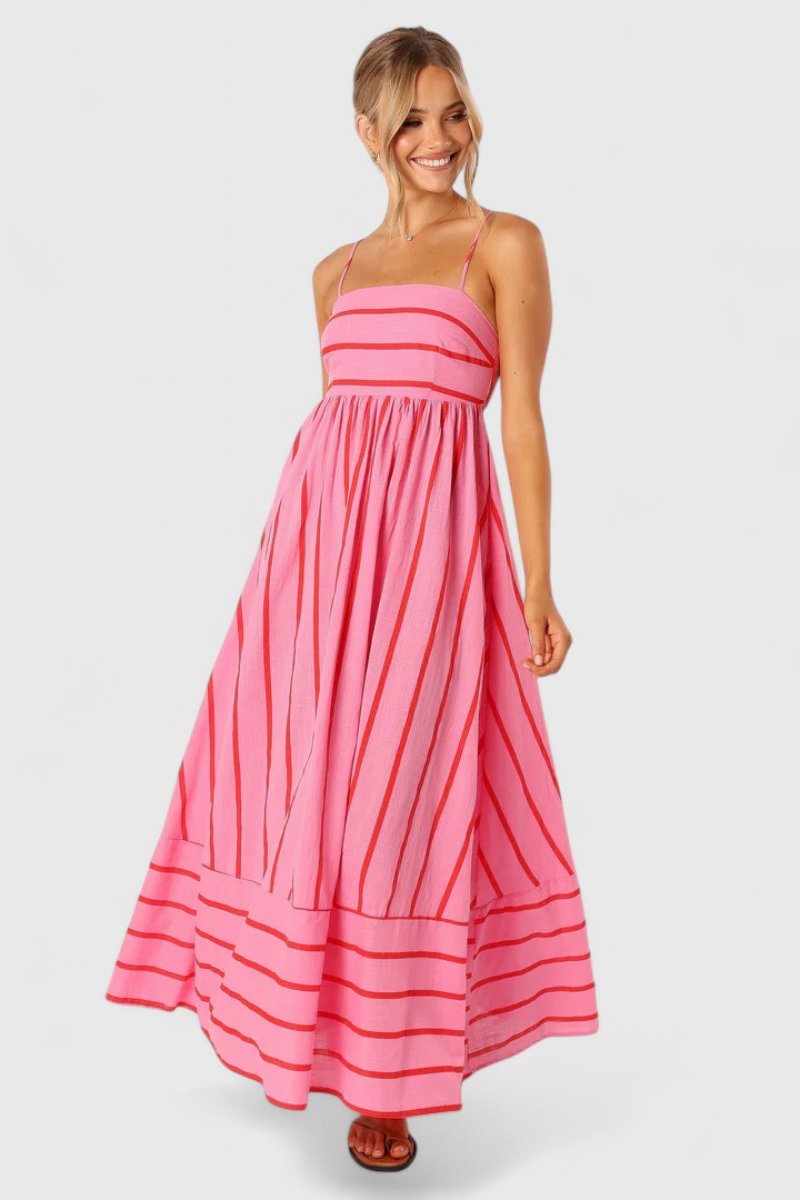 Victoria | Women's Strapless Striped Maxi Dress