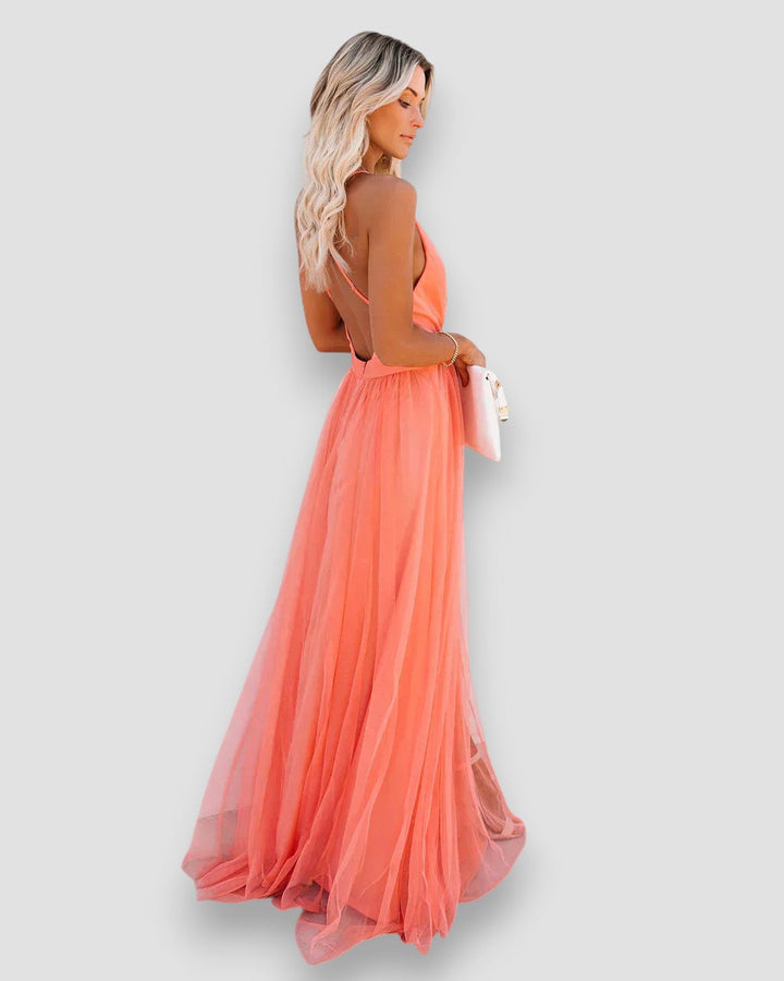 Davina | Plunging Mesh Maxi Dress