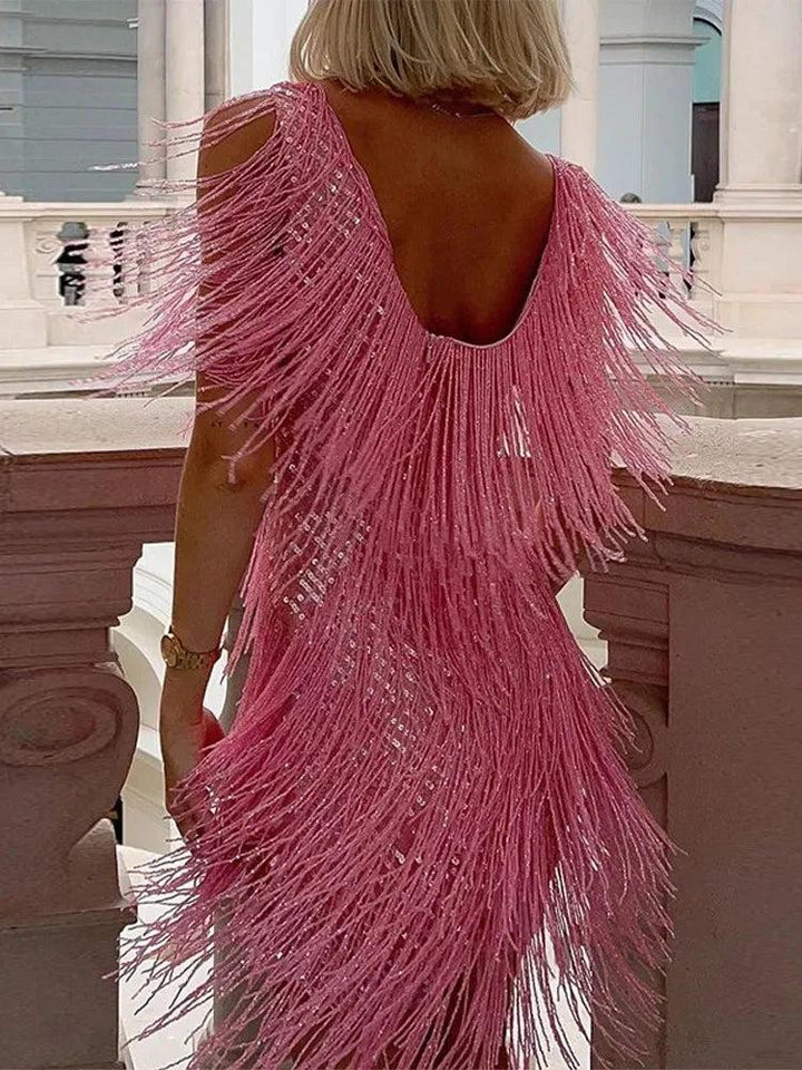Ava | Women's Satin Fringe Mini Dress