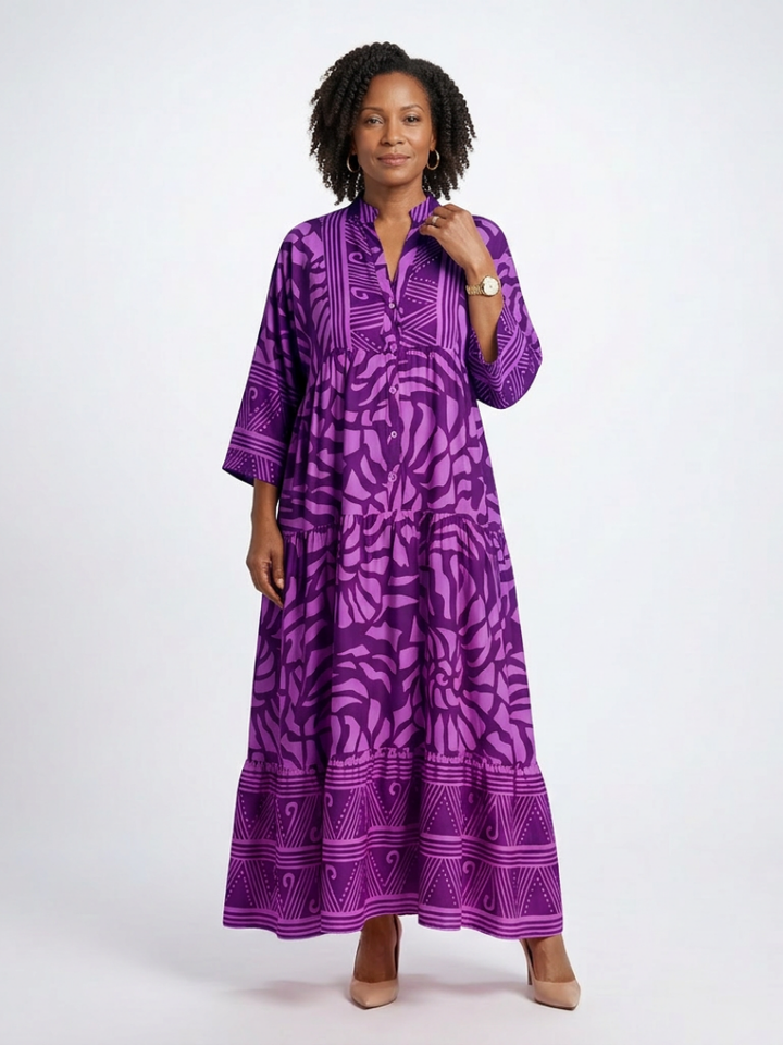 Emberly | Women's Printed Tiered Kaftan Maxi Dress