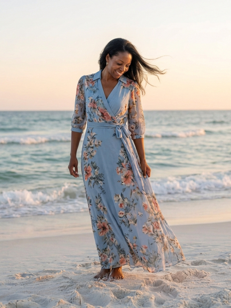 Presley | Women's Floral Print Wrap Maxi Dress