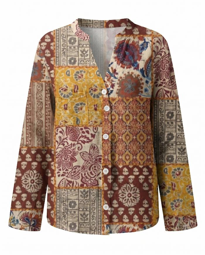 Brianna | Printed V-Neck Long Sleeve