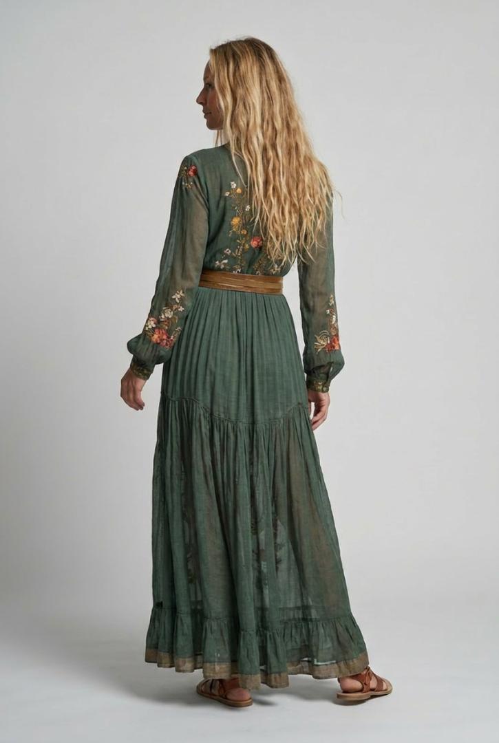 Dakota | Embroidered V Neck Maxi