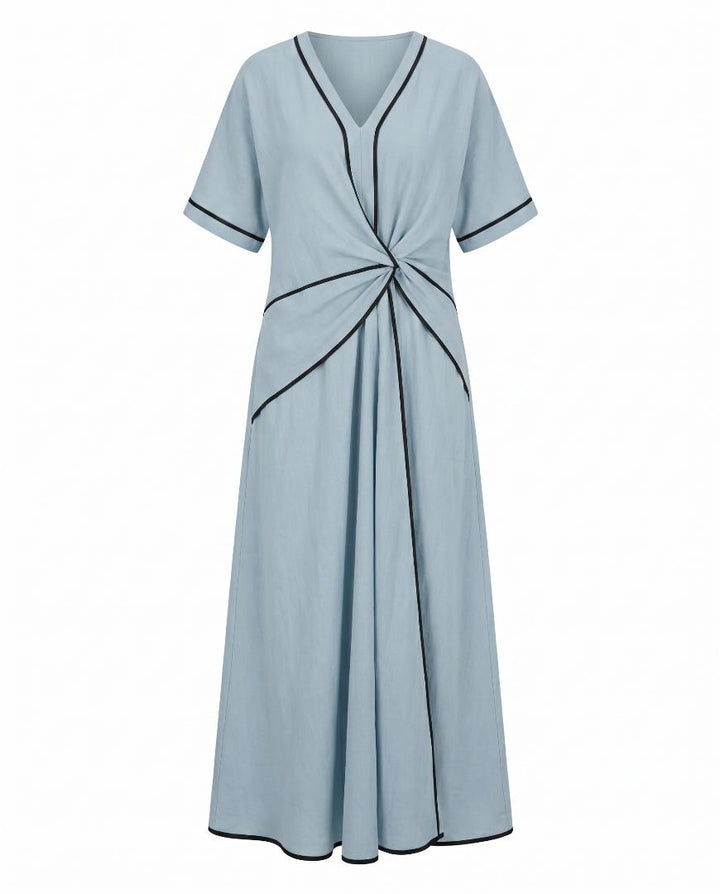 Cassandra | Twist Front Maxi V-Neck Trim